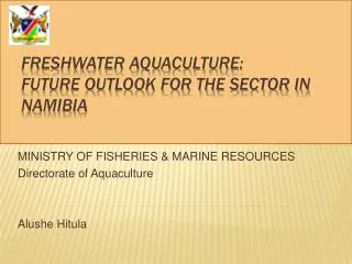 Freshwater Aquaculture: Future outlook for the sector in Namibia