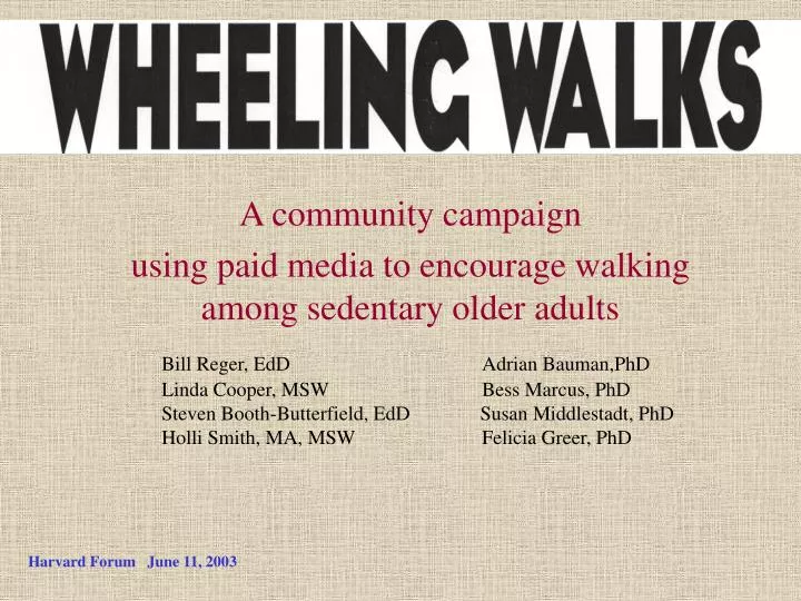 a community campaign using paid media to encourage walking among sedentary older adults
