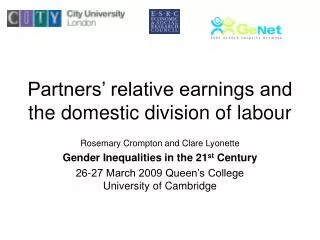 Partners’ relative earnings and the domestic division of labour