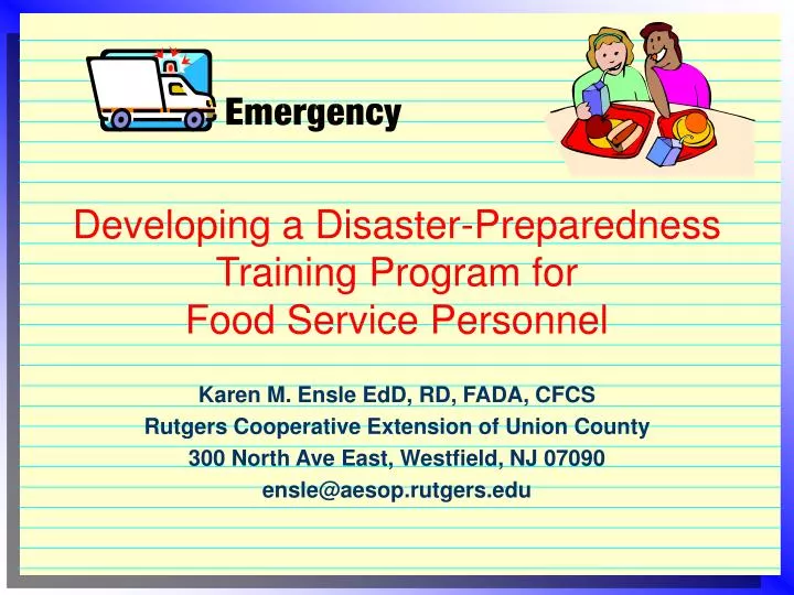 developing a disaster preparedness training program for food service personnel