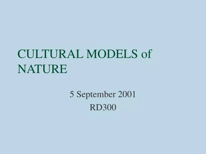 cultural models of nature
