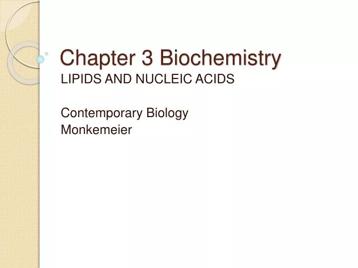 chapter 3 biochemistry
