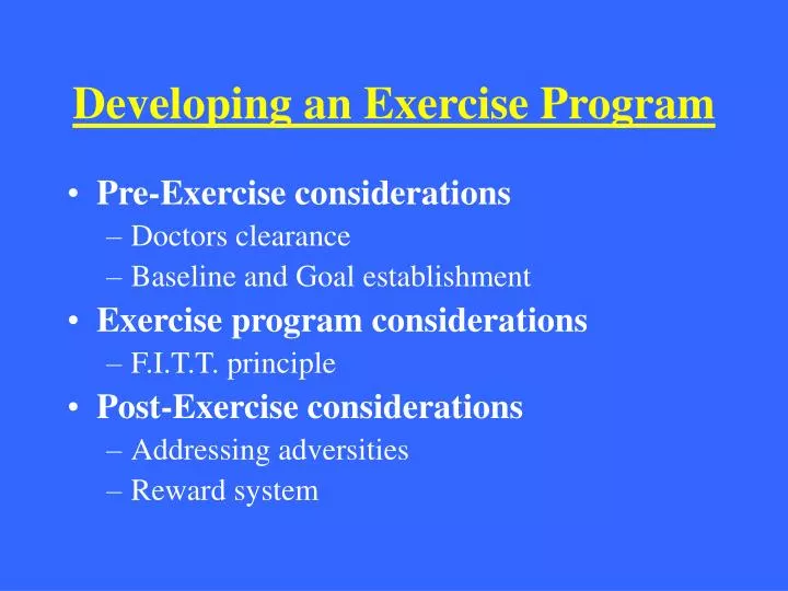 developing an exercise program