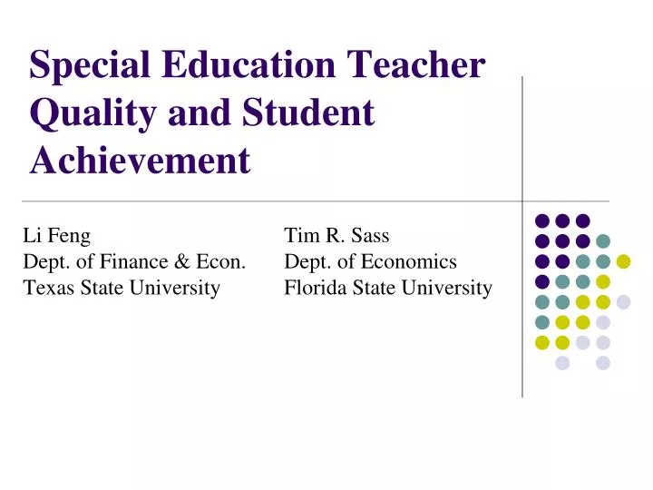 special education teacher quality and student achievement