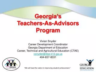 Georgia’s Teachers-As-Advisors Program