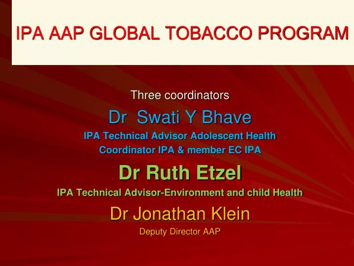 ipa aap global tobacco program