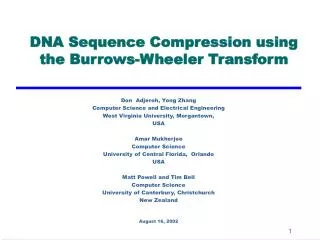 DNA Sequence Compression using the Burrows-Wheeler Transform