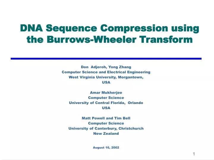 dna sequence compression using the burrows wheeler transform