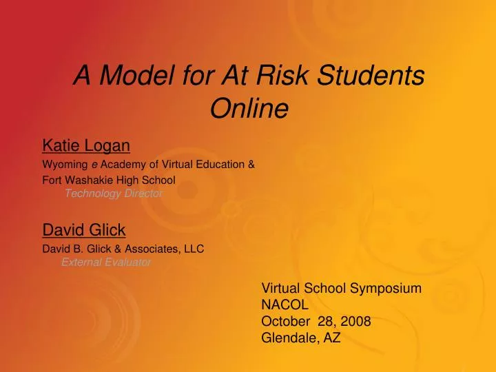 a model for at risk students online