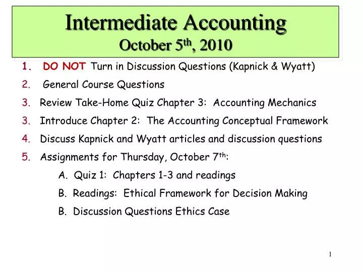intermediate accounting o ctober 5 th 2010