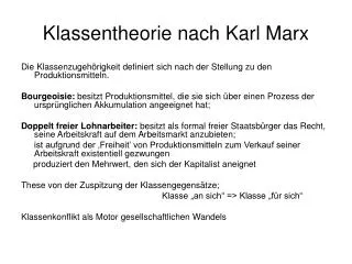 Klassentheorie nach Karl Marx