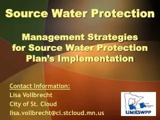Source Water Protection Management Strategies for Source Water Protection Plan’s Implementation