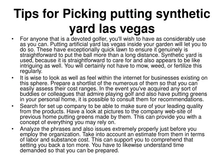 tips for picking putting synthetic yard las vegas