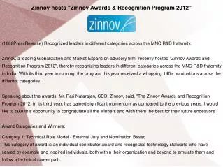 Zinnov hosts "Zinnov Awards & Recognition Program 2012"