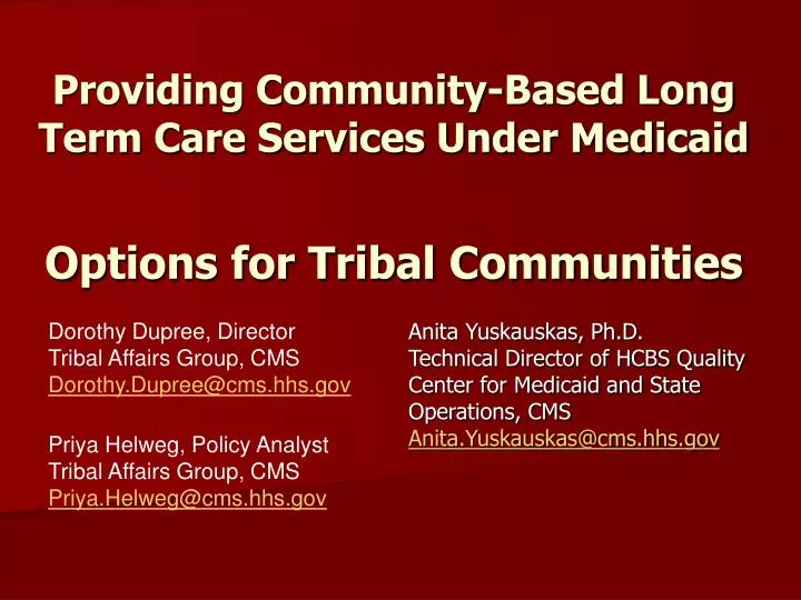 providing community based long term care services under medicaid options for tribal communities