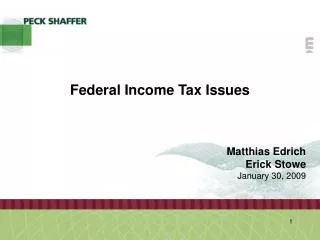 Federal Income Tax Issues