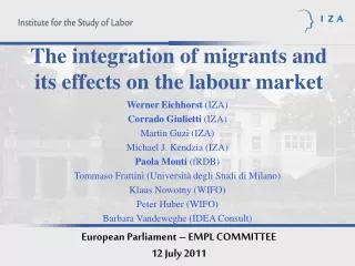 The integration of migrants and its effects on the labour market