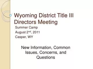 Wyoming District Title III Directors Meeting