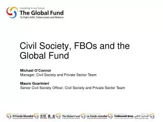 Civil Society, FBOs and the Global Fund