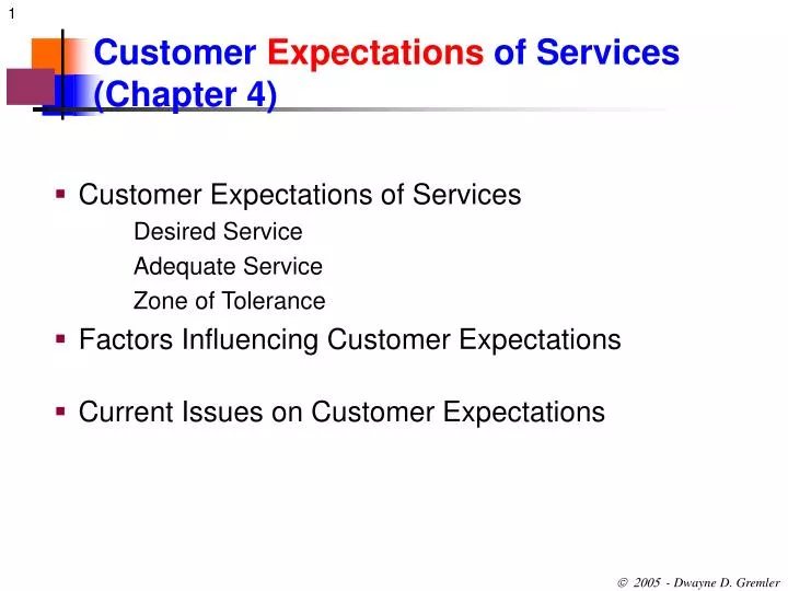 customer expectations of services chapter 4
