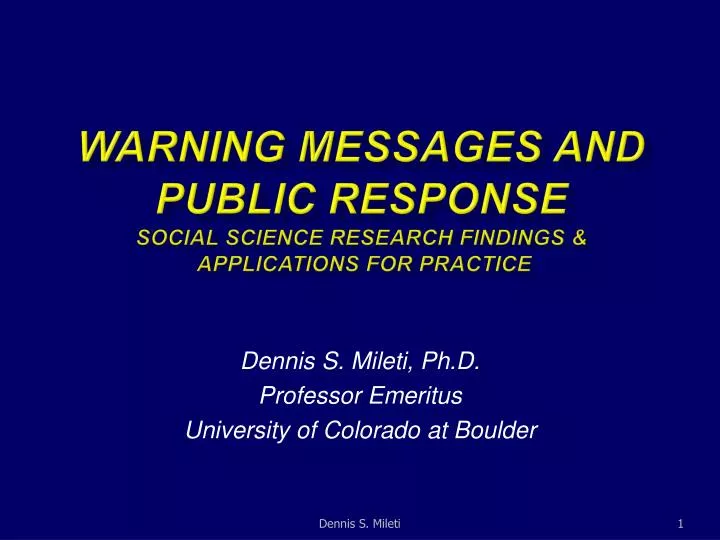 warning messages and public response social science research findings applications for practice