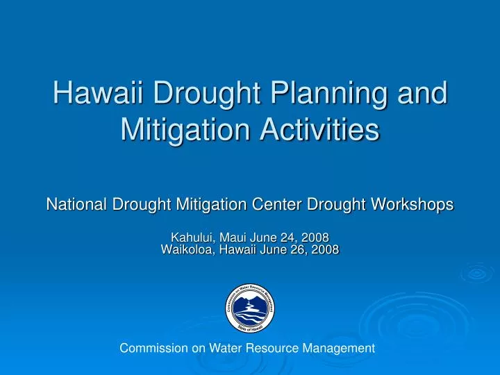 hawaii drought planning and mitigation activities