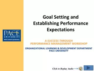 A Success through Performance Management Workshop Organizational Learning &amp; Development Department Pace University