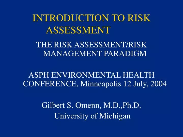 introduction to risk assessment
