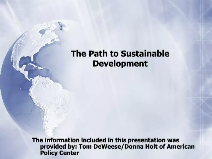 the path to sustainable development