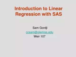 Introduction to Linear Regression with SAS