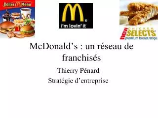 mcdonald s un r seau de franchis s