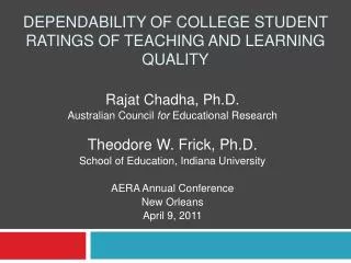 Dependability Of College Student Ratings Of Teaching And Learning Quality