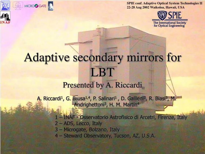 adaptive secondary mirrors for lbt