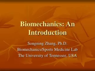 Biomechanics: An Introduction