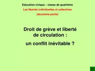 Education civique – classe de quatrième Les libertés individuelles et collectives (deuxième partie)