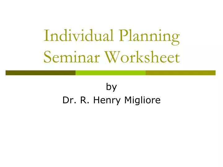 individual planning seminar worksheet