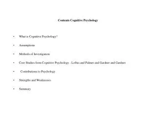 Contents Cognitive Psychology