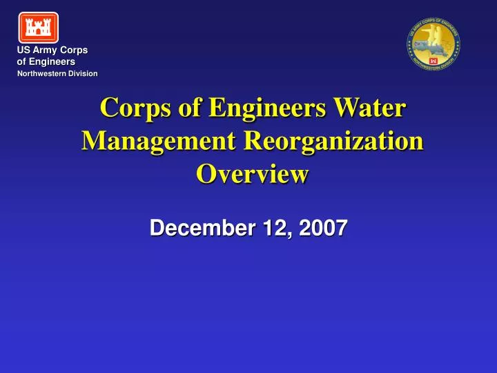 corps of engineers water management reorganization overview