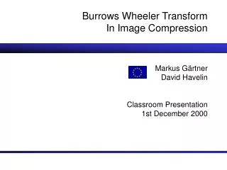 Burrows Wheeler Transform In Image Compression