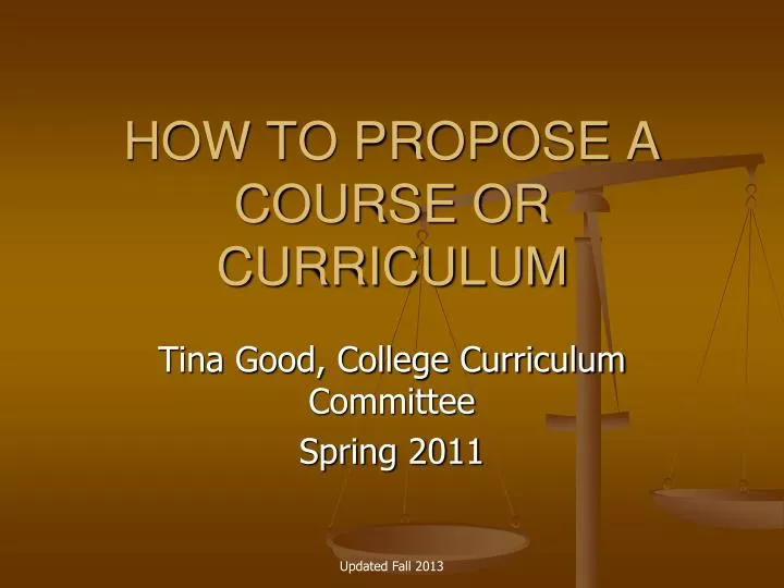 how to propose a course or curriculum