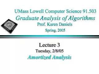UMass Lowell Computer Science 91.503 Graduate Analysis of Algorithms Prof. Karen Daniels Spring, 2005