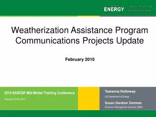 Weatherization Assistance Program Communications Projects Update