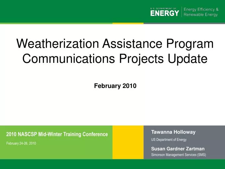weatherization assistance program communications projects update