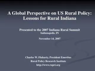 Charles W. Fluharty, President Emeritus Rural Policy Research Institute http://www.rupri.org