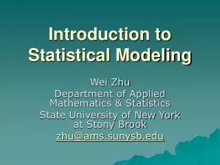 Introduction to Statistical Modeling