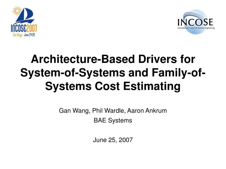 architecture based drivers for system of systems and family of systems cost estimating