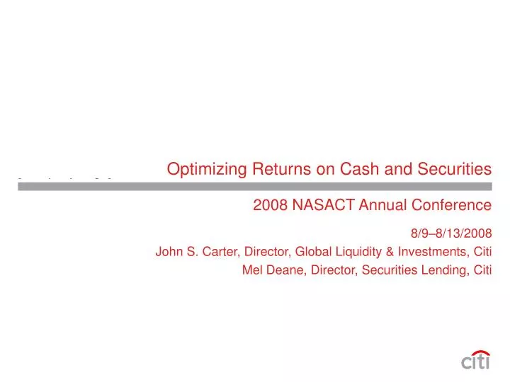 optimizing returns on cash and securities