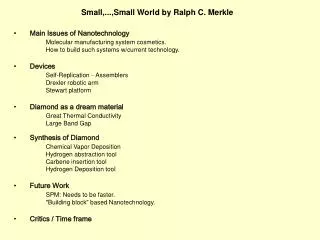Small,...,Small World by Ralph C. Merkle