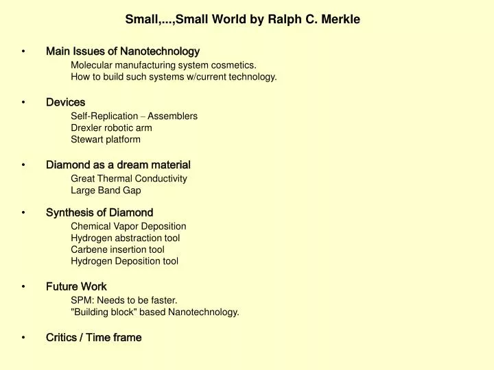 small small world by ralph c merkle