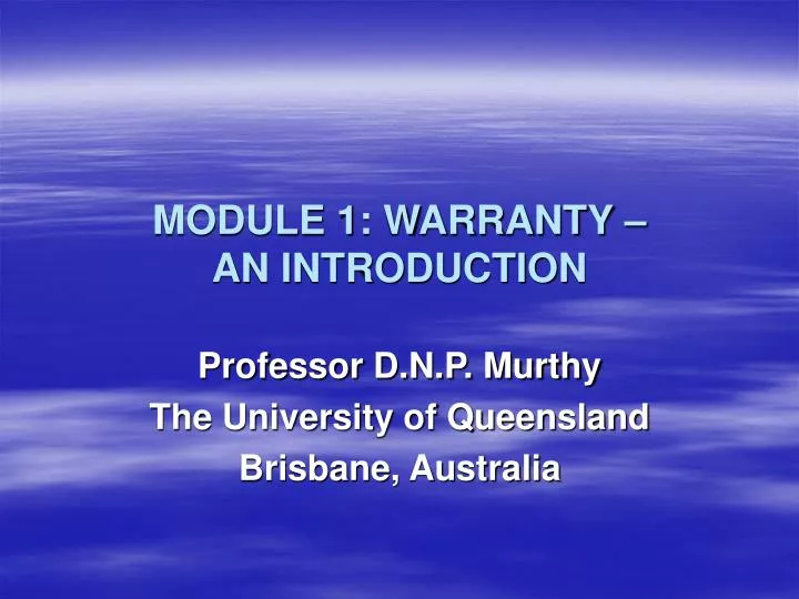 module 1 warranty an introduction